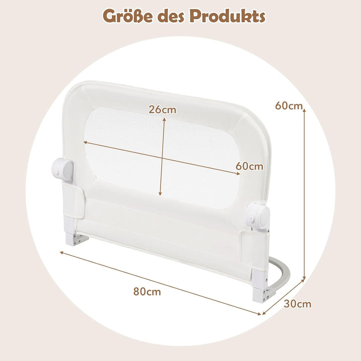 COSTWAY Bettgitter klappbar, 80 x 60 cm Bettschutzgitter mit abnehmbarem Oxford-Bezug, U-förmigem Ge