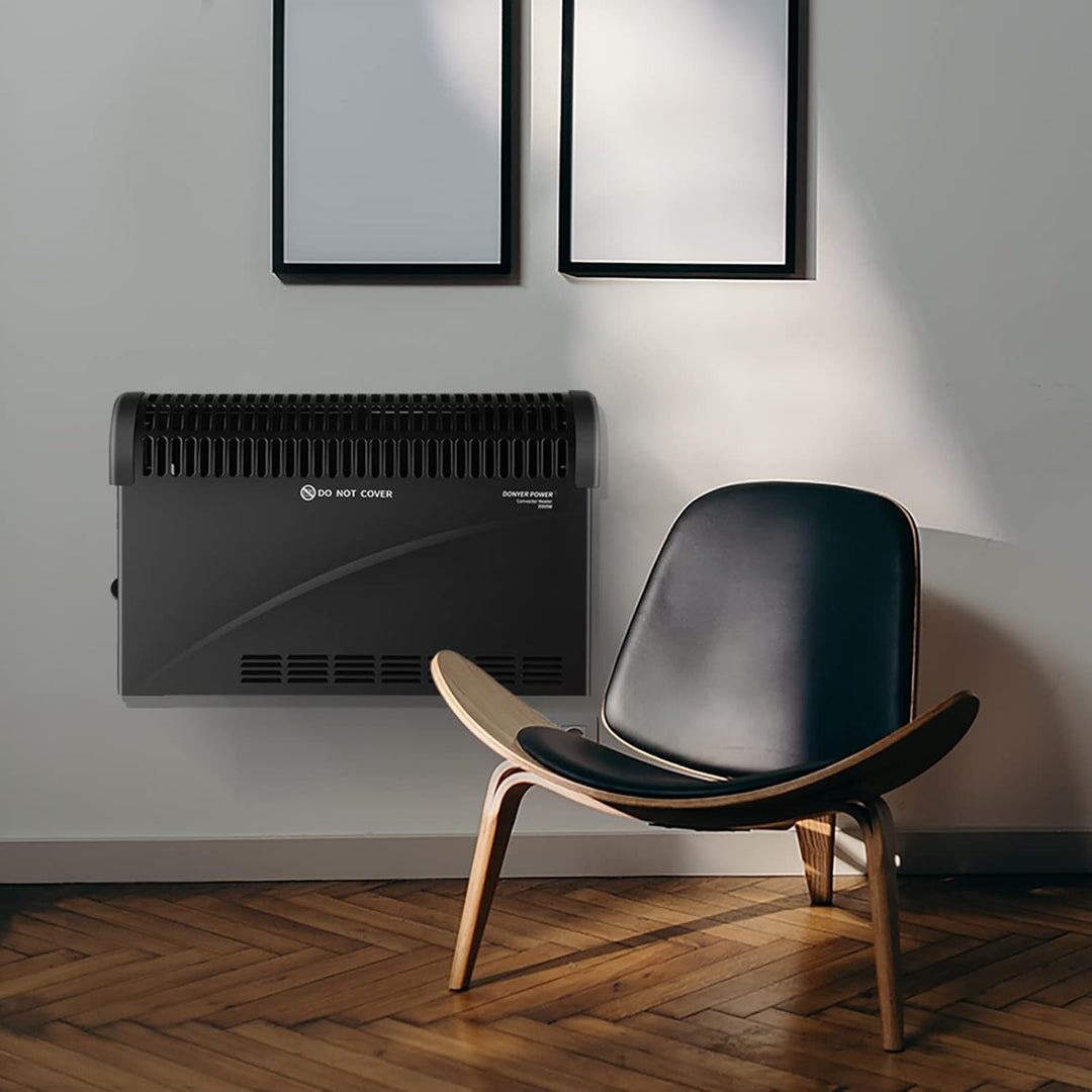 DONYER POWER Konvektor-Heizkörper 2000W Raumheizung mit einstellbarem Thermostat Schwarz Weiss, Weis