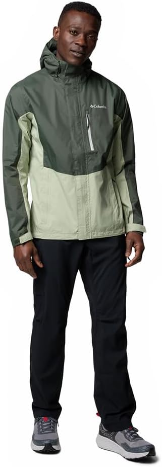 Columbia Herren Pouring Adventure 3 Jacket Wasserdichte Regenjacke (1er Pack) S Greenscape/Safari, S
