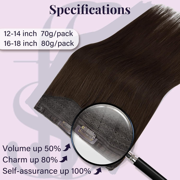 Fshine Remy Secret Wire Hair Extensions Echthaar 40cm/16Zoll Echthaar Extensions Fish Line Hair Dunk