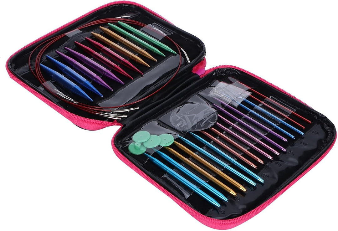 Bunte Rundstricknadelsets, Austauschbares Aluminium-Häkelset für DIY-Geschenke, 13 Strickpickel der