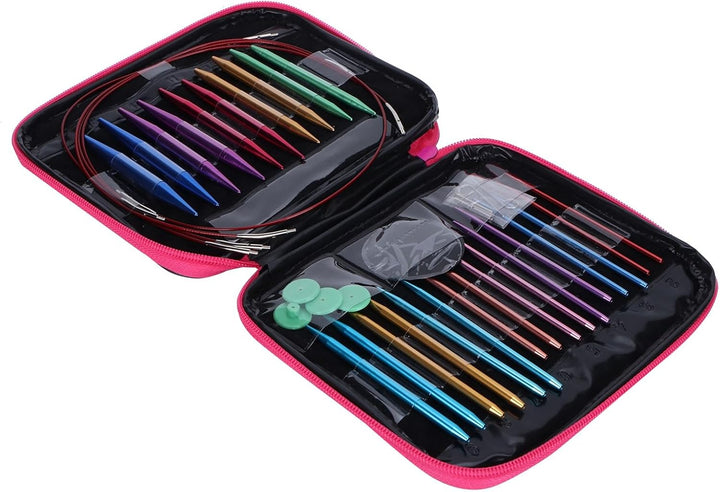 Bunte Rundstricknadelsets, Austauschbares Aluminium-Häkelset für DIY-Geschenke, 13 Strickpickel der