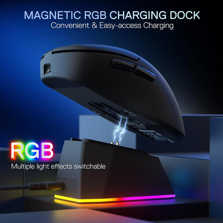 Redragon M998 - Leichte Wireless Gaming Maus mit RGB Magnet-Lade Dock, BT/2.4G Wireless/Kabelgebunde