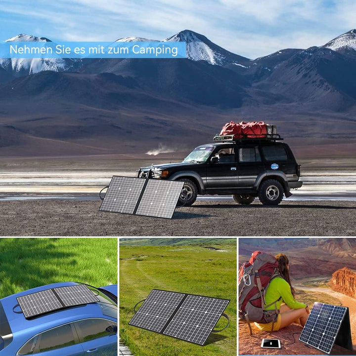 Solarpanel Faltbar 100W Solar Powerbanks 18V Monokristalline Solarmodule Balkonkraftwerk Camping Pow