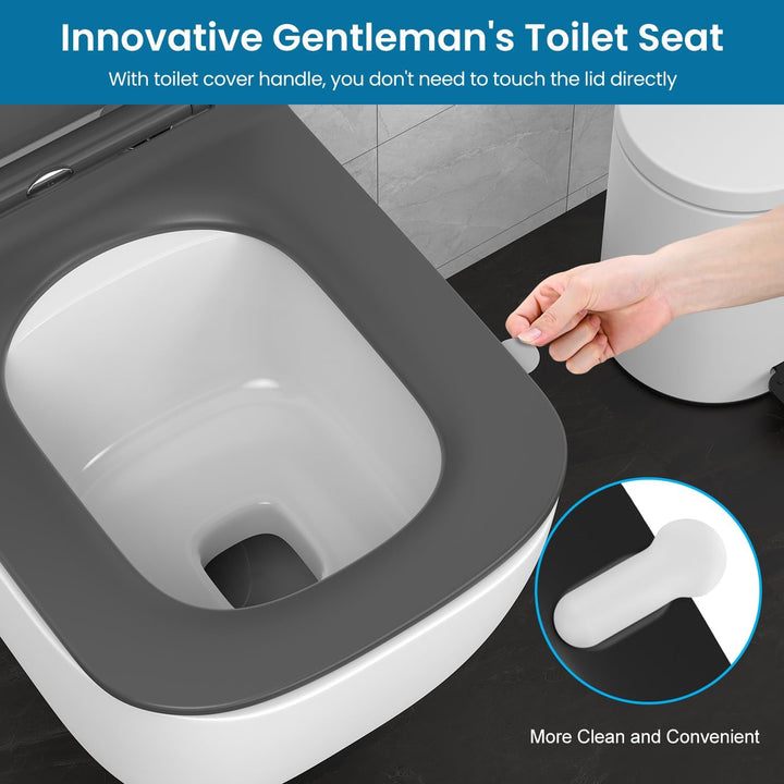 WC Sitz Eckig Form, Toilettendeckel mit Absenkautomatik, Klobrille Duroplast mit Schnellverschluss,