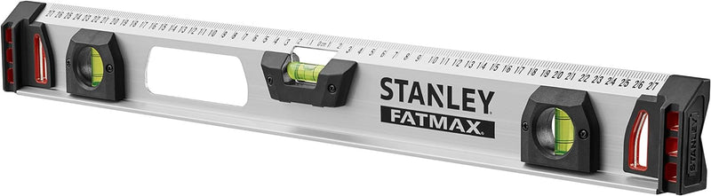 Stanley FatMax Wasserwaage II (60 cm Länge, magnetisch, 1 horizontale/2 vertikale Libellen, Aluminiu