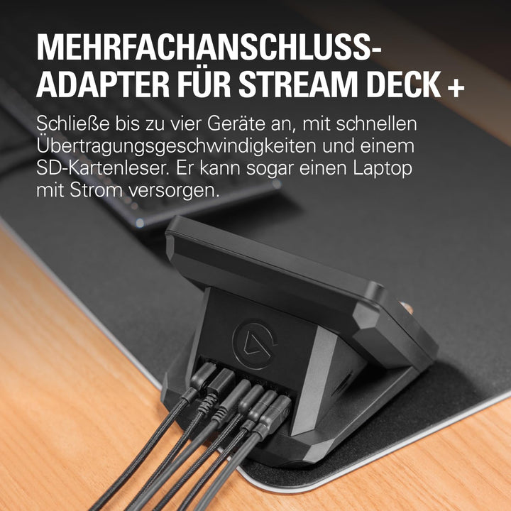 Elgato USB Hub – Für Stream Deck +, 2 USB-C-Anschlüsse/2 USB-A-Anschlüsse, Stromversorgung, SD-/micr