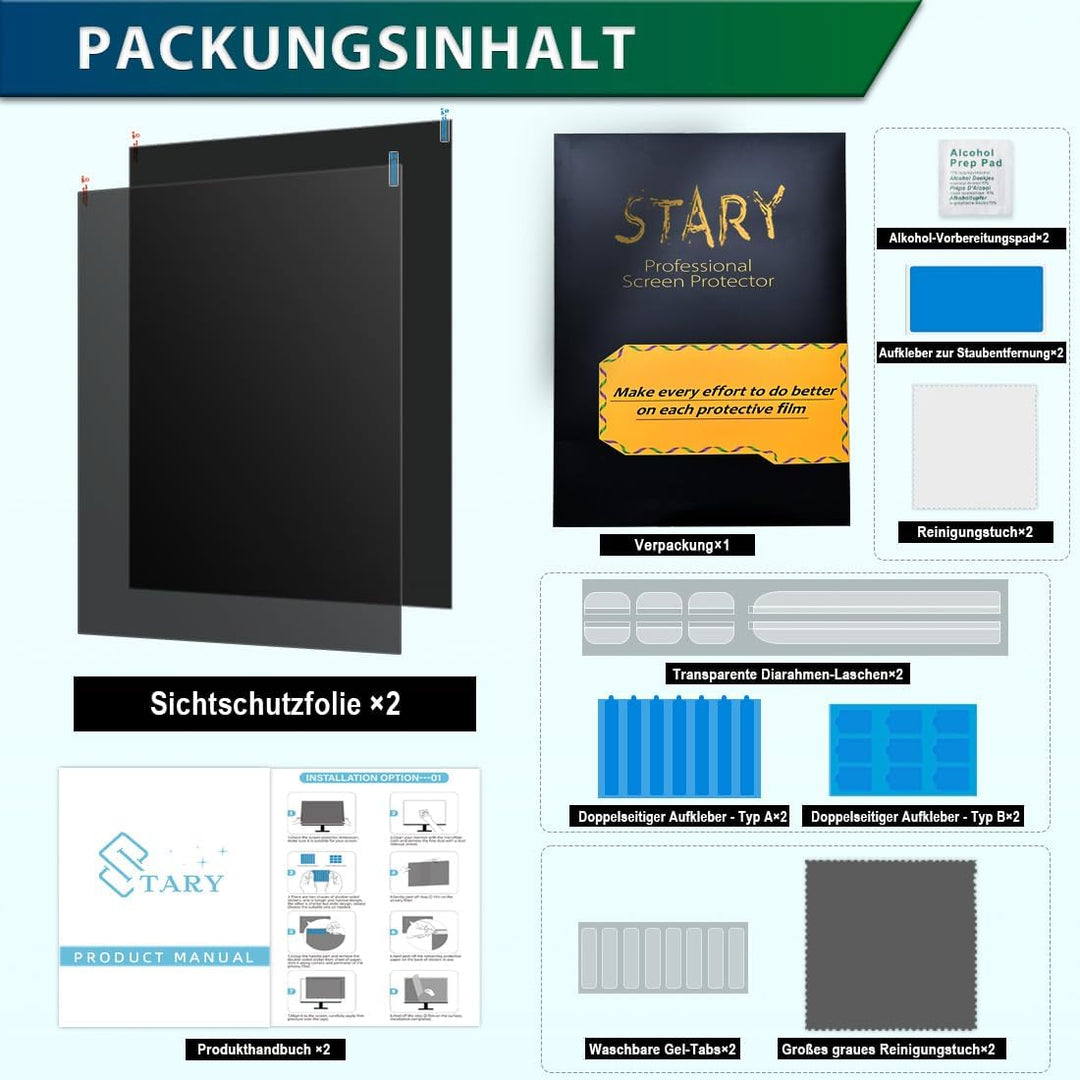 STARY 2 Stück Computer Bildschirm Blickschutzfilter für 23,8 Zoll Monitor 16:9 Seitenverhältnis, Ant