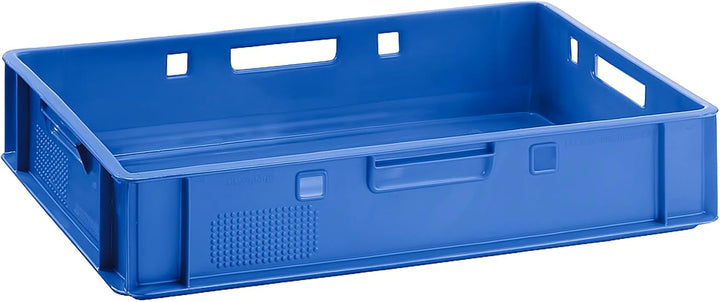 BURI 10 Stück Fleischkiste E1 Lagerkiste 60x40x12,5 cm Metzgerkiste Eurobox Blau - flache Stapelkist