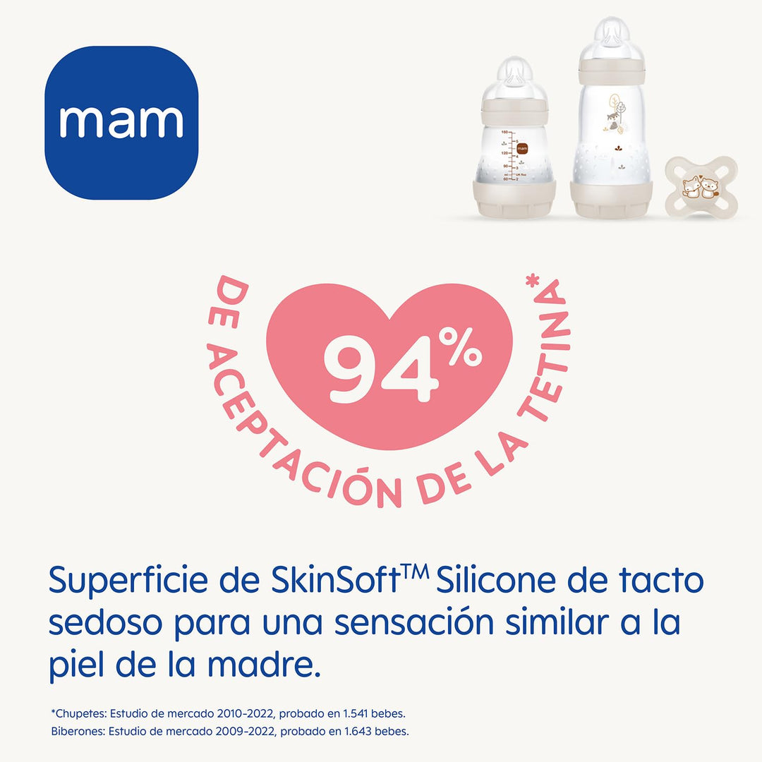 MAM, Geschenkset für Neugeborene, 1 x Anti-Colic Flasche 160 ml, 1 x Anti-Colic Flasche 260 ml, 1 x