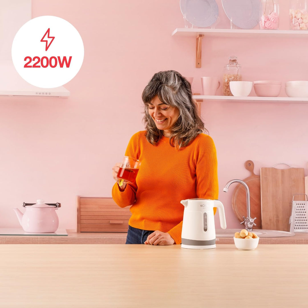 Solac – Elektrischer Wasserkocher Yuna Mini, 2200W, 1L, 360°-Basis, Automatische Absc