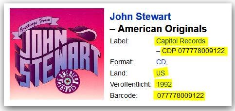 John Stewart-American Originals, Audio-CD