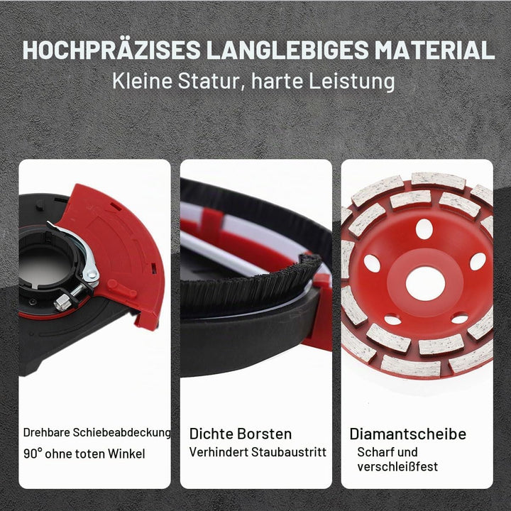 Absaugaufsatz Absaughaube für Winkelschleifer Betonschleifer mit 2 stück Professional Schleiftopf 12