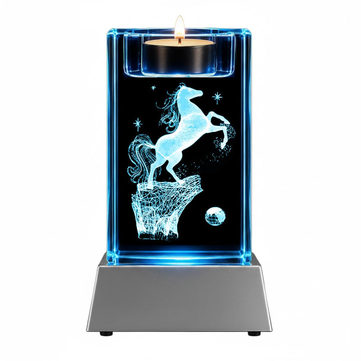Kaltner Präsente Stimmungslicht LED Kerze/Kristall Glasblock / 3D-Laser-Gravur Teelichthalter Tiere