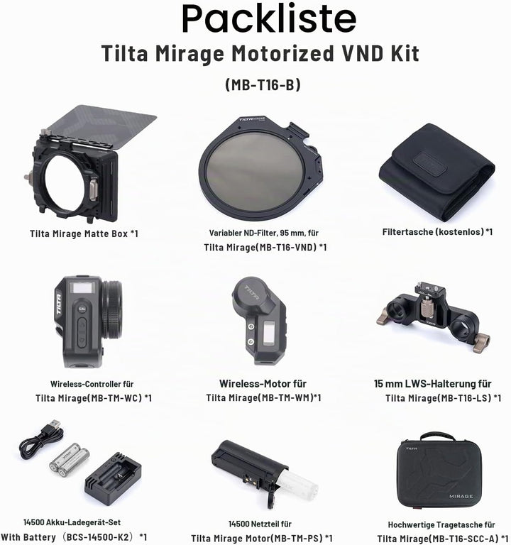 Tilta Mattbox,Mirage Motorisiertes VND Kit Matte Box mit Filterrahmen für DSLR/Spiegellose Kameras,9