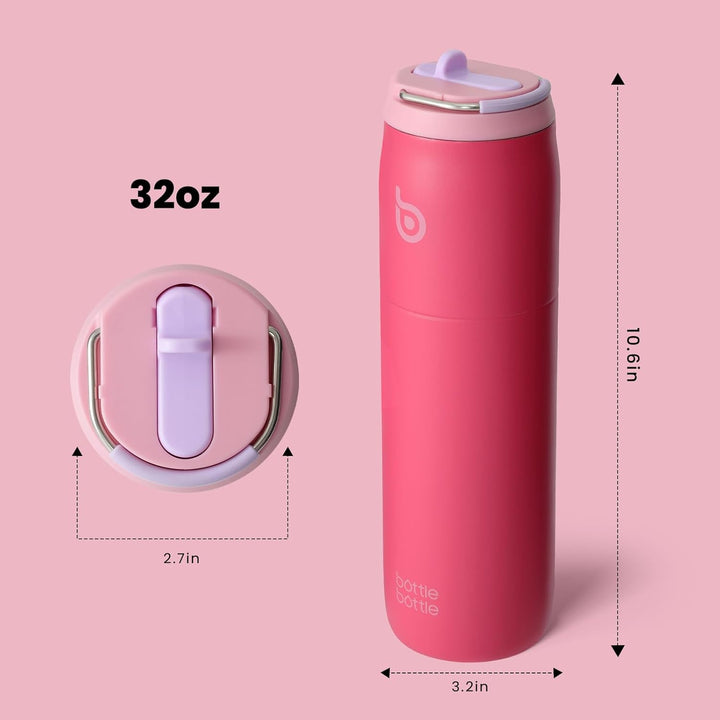 bottlebottle BOTTLE BOTTLE Isolierte Wasserflasche Edelstahl 32oz(946ml) mit Strohhalm Griff für Spo