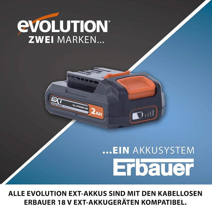 Evolution Power Tools Lithium-Ionen-Akkupack, 2 Ah, 18 V Akku 2Ah, Akku 2Ah