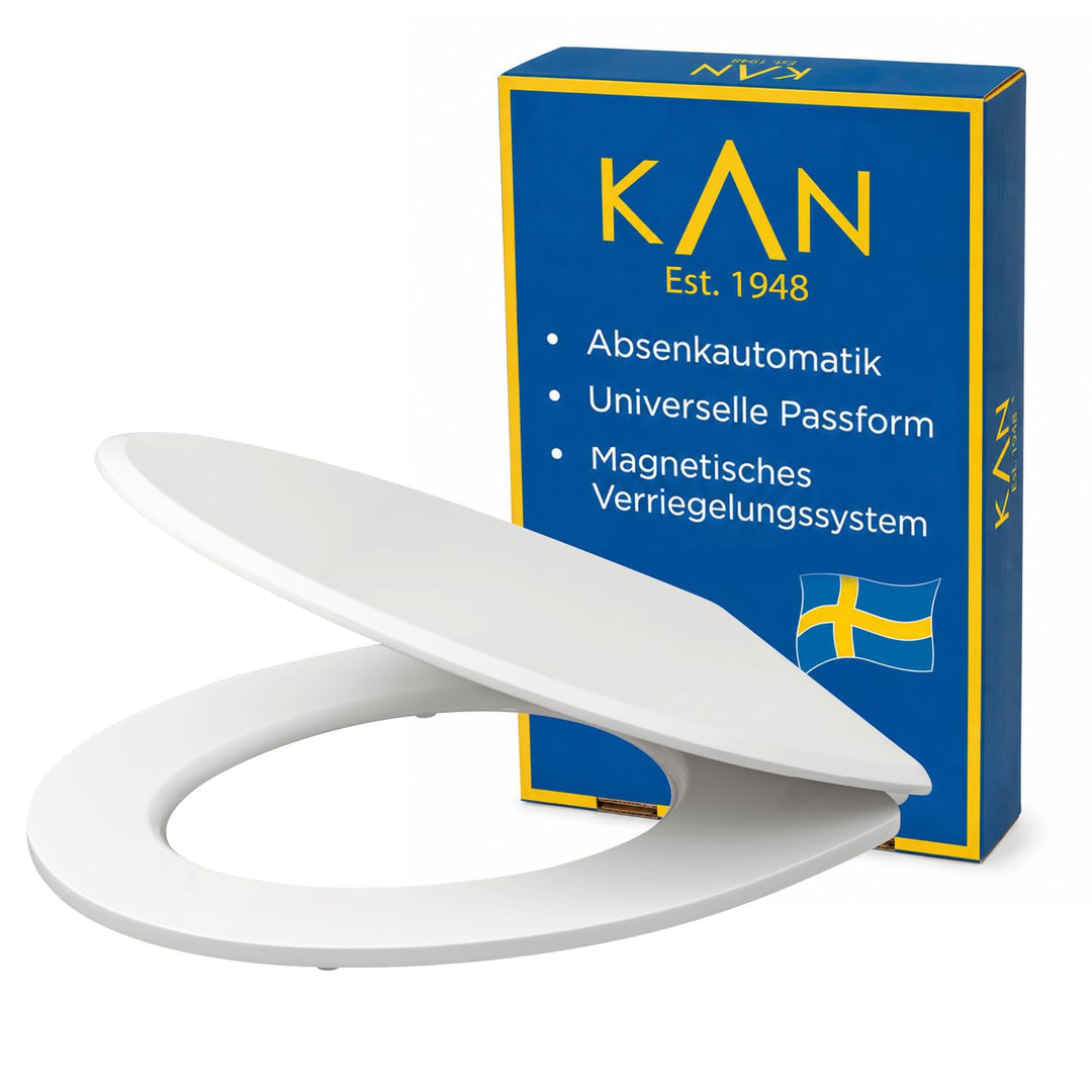 KAN Toilettendeckel mit Absenkautomatik - Lund - Ovale Klobrille aus Holz mit Universeller Passform