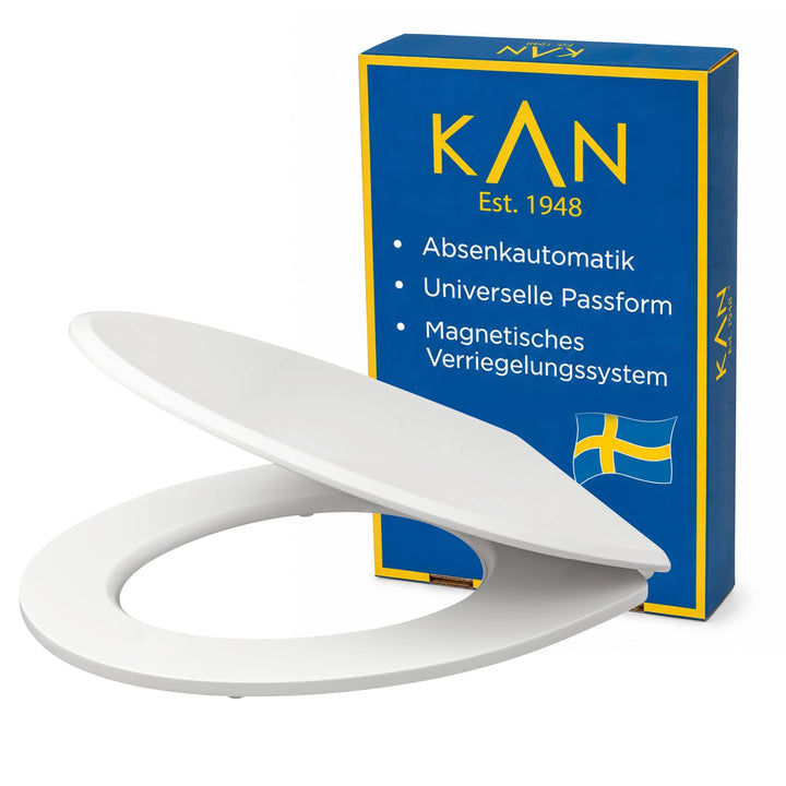 KAN Toilettendeckel mit Absenkautomatik - Lund - Ovale Klobrille aus Holz mit Universeller Passform