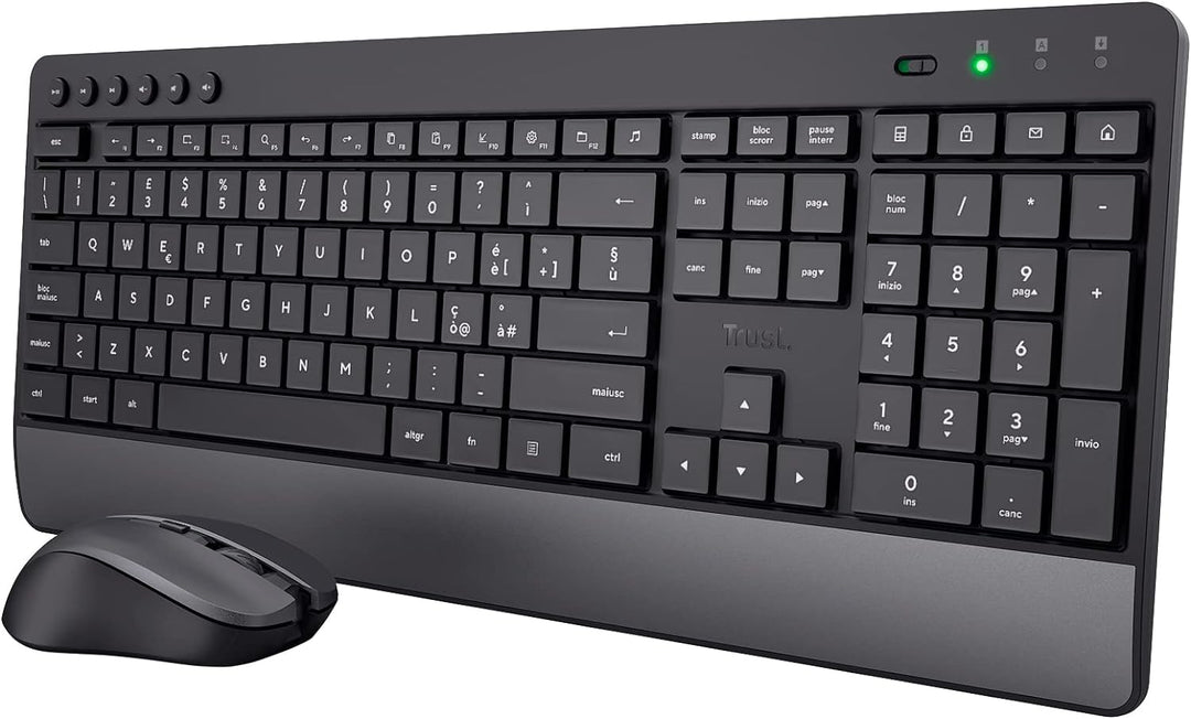 Trust Trezo Tastatur Maus Set Kabellos, Italienisches QWERTY-Layout