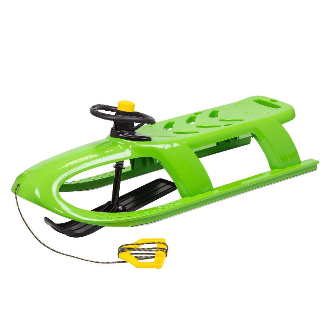 Prosperplast 2-Sitzer Bullet Control Kinderschlitten mit Lenkung Schlitten Kunststoff Lenkbar Zugsei