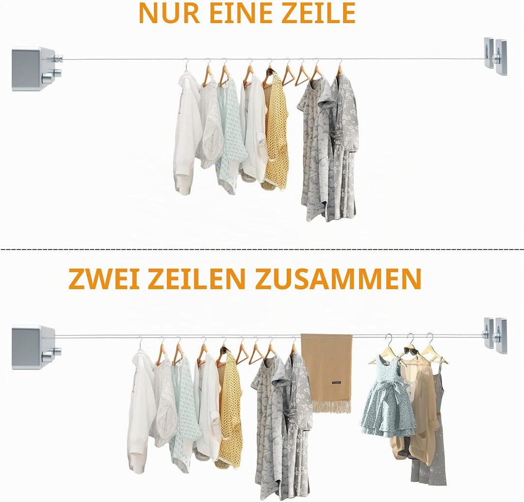 MUALROUS Doppelseil Einziehbare Wäscheleine Ausziehbare Waschleine Einstellbare wasserdichte Einzieh
