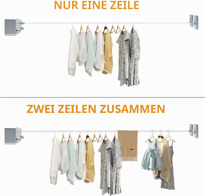 MUALROUS Doppelseil Einziehbare Wäscheleine Ausziehbare Waschleine Einstellbare wasserdichte Einzieh