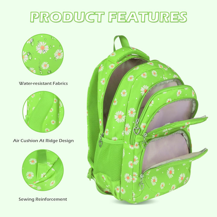 Schulrucksack Mädchen Teenager Damen Schultasche Rucksack Set Gänseblümchen Schulranzen für Mädchen