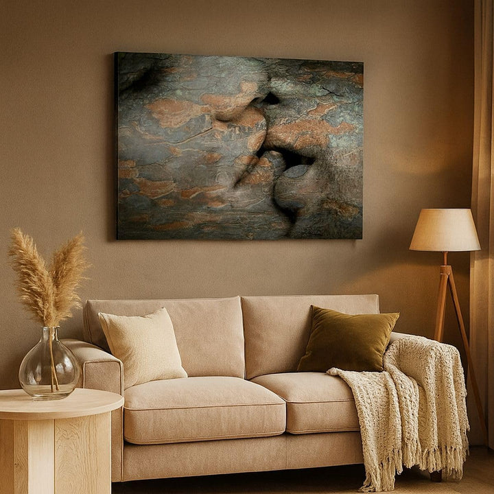 Bilder auf Leinwand 100x70cm Leinwandbild Frau Mann Kuss Abstraktion Gross Wanddeko Bild Schlafzimme