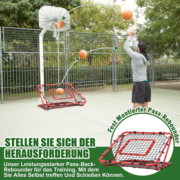 Fussball Rebounder, 85x85cm/120x120cm Rebounder für Fussball, Verstellbar mit 8 Winkeln, Doppellagig