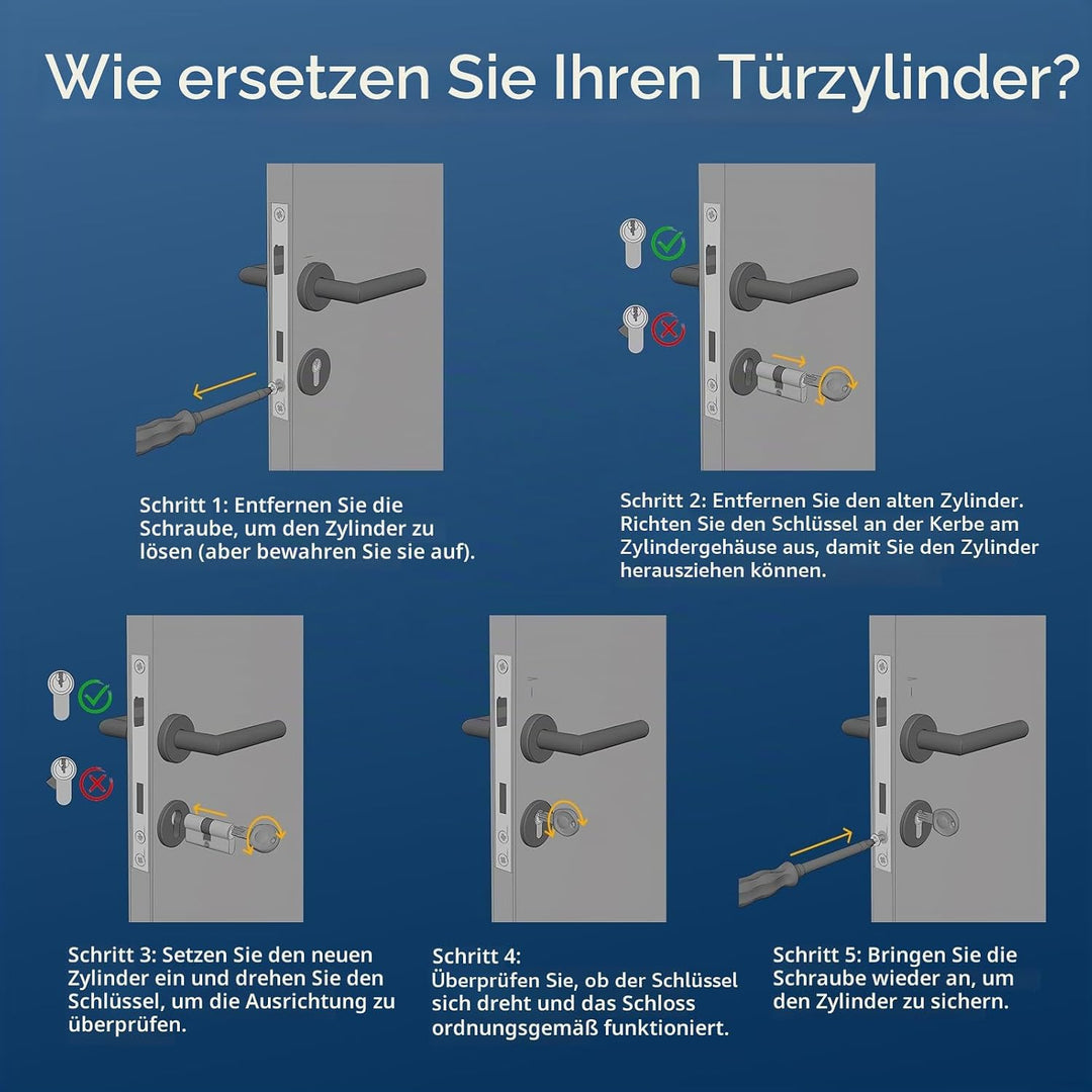 Massiver Schliesszylinder gleichschliessend 2er Set 30/70 Zylinderschloss Messing mit 10 Schlüssel -