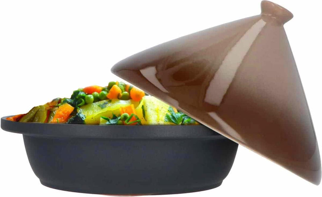 CUILINA Tajine Ø 30 cm – für alle Herdarten geeignet, inkl. Induktion – Aluminiumguss & Keramikdecke