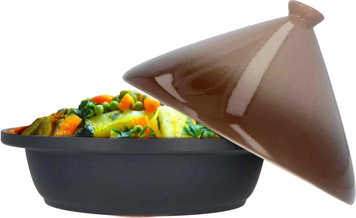 CUILINA Tajine Ø 30 cm – für alle Herdarten geeignet, inkl. Induktion – Aluminiumguss & Keramikdecke