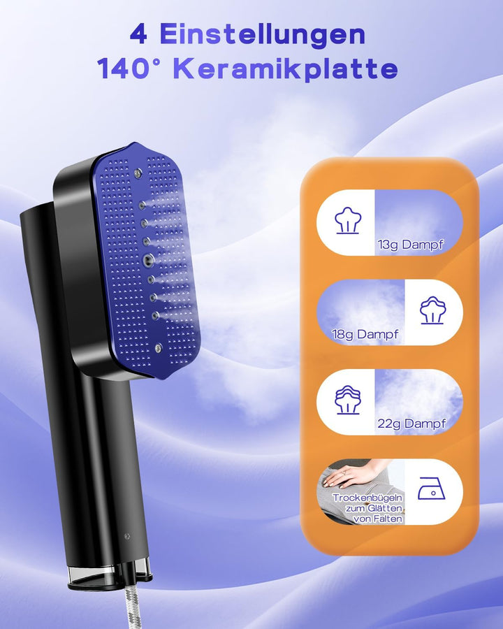 Steamer Dampfglätter 1200W, 2-in-1 Reisebügeleisen Mini mit 15S Schnellaufhezung, 700 g Leicht Tragb