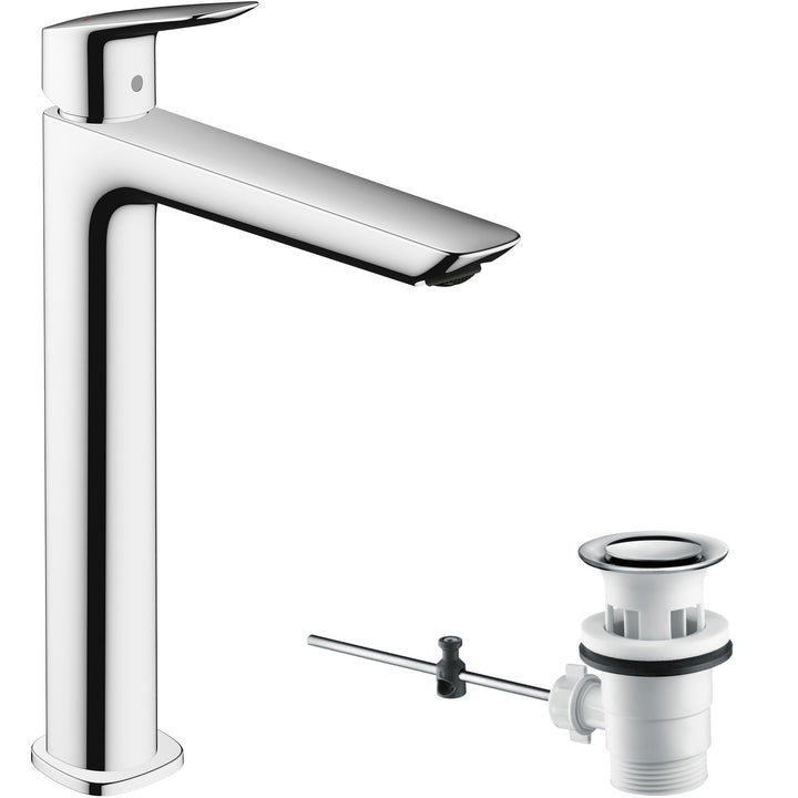 hansgrohe Waschtischarmatur Logis, Wasserhahn Bad mit Auslauf Höhe 240 mm, mit Zugstange, Badarmatur