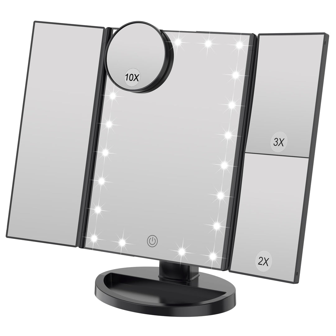 WEILY Kosmetikspiegel mit 21 LED Licht und 2X/ 3X Vergrösserung, USB und Batterie Dual Power Modus,
