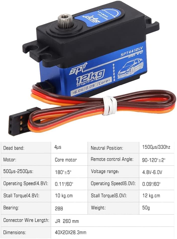 YUNIQUE Deutschland Digitaler Servo Auto RC SPT4412LV 12 kg Digitaler Servo aus Metall mit Getriebe,