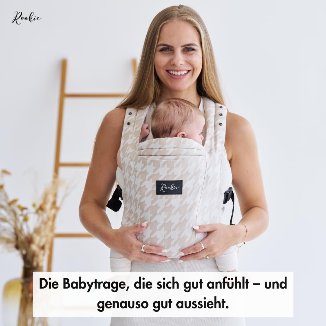 Rookie Babytrage ab Geburt - Ergonomisch, Bequem, Bio-Stoffe - Premium Elite Design - Baby Trage sch