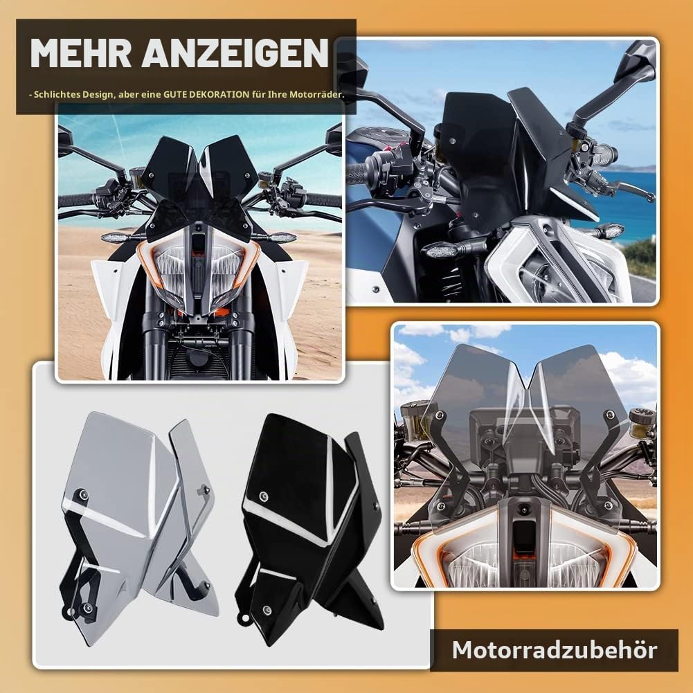 Motorrad-Windschutzscheibe Windabweiser Double Bubble Winddicht Fliegengitterschutz mit Halterung fü