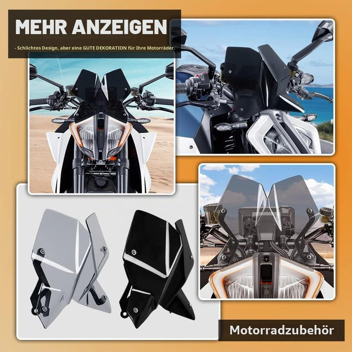 Motorrad-Windschutzscheibe Windabweiser Double Bubble Winddicht Fliegengitterschutz mit Halterung fü