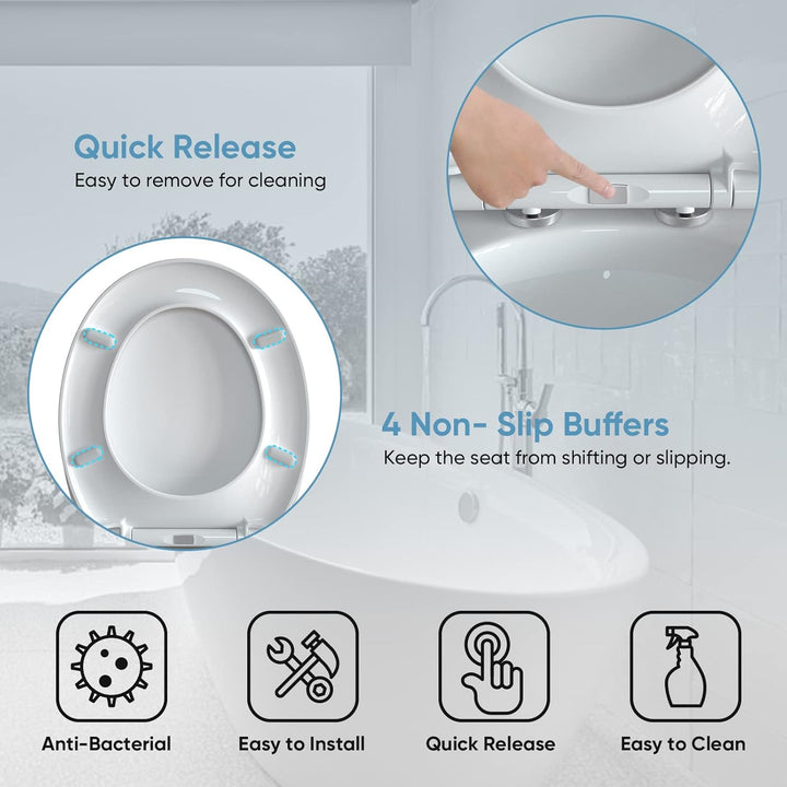 Toilettensitz, Soft Close Toilettensitze mit rutschfesten Sitzstossstangen und Metallschrauben, pass