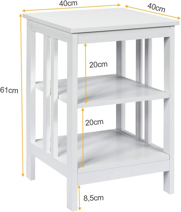 COSTWAY Nachttisch 3 Ebenen, Beistelltisch Nachtschrank, Sofatisch Couchtisch für Schlafzimmer, Wohn
