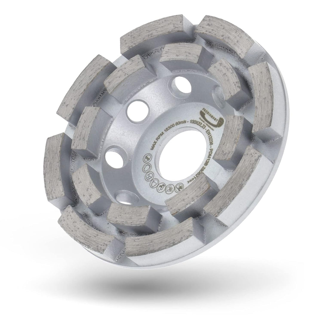 PRODIAMANT Premium Diamant-Schleiftopf Beton universal 100 mm x 22,2 mm Schleifscheibe doppelreihig,