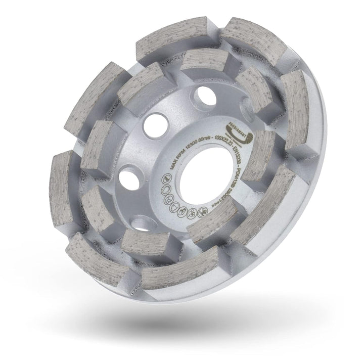 PRODIAMANT Premium Diamant-Schleiftopf Beton universal 100 mm x 22,2 mm Schleifscheibe doppelreihig,