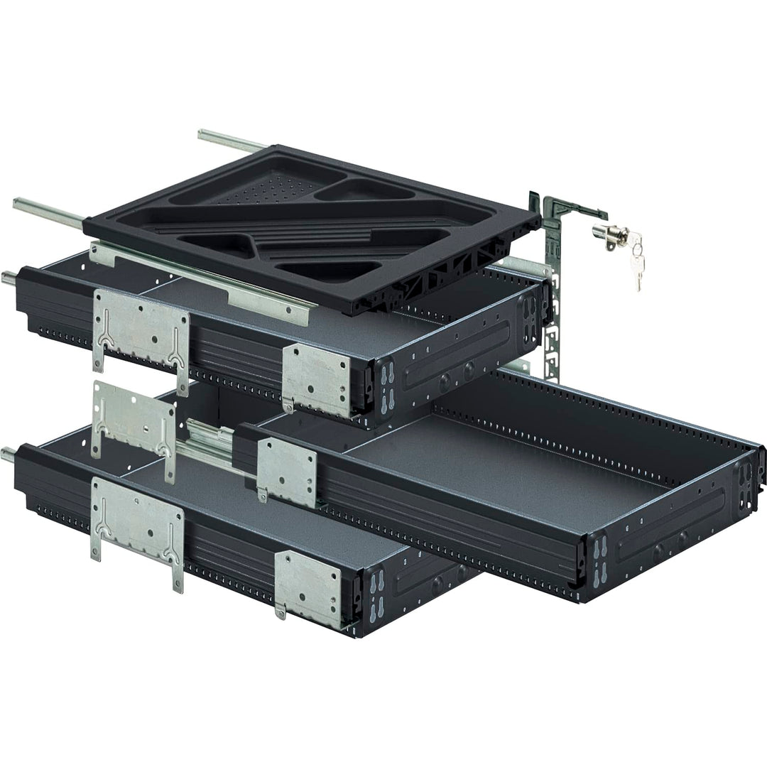 Hettich 41062 Systema TOP 2000 Container-Set SIL Sys, Vollauszug, ET 530, schwarz, Schwarz
