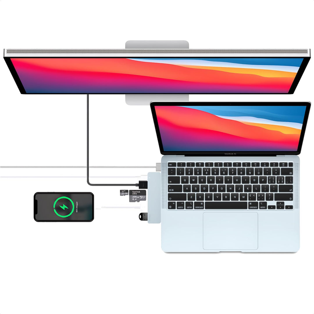 MacBook USB C hub - Himmelblau HDMI, SD-kartenleser, USB3.0, Adapter mit Thunderbolt, für MacBook Ai