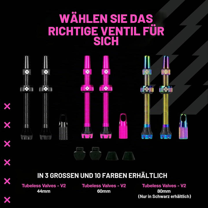 Muc-Off Unisex V2 Presta Tubeless Ventile, Blau, 44mm Blau 44mm, Blau 44mm