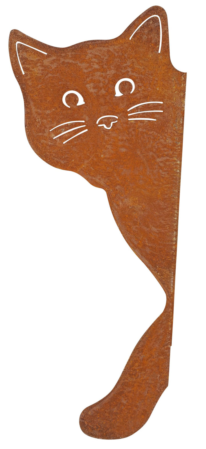 Katze zum Anschrauben Baumspiess Edelrost Rostfigur Baumdekoration Made in Europa H=30 cm Rost Katze