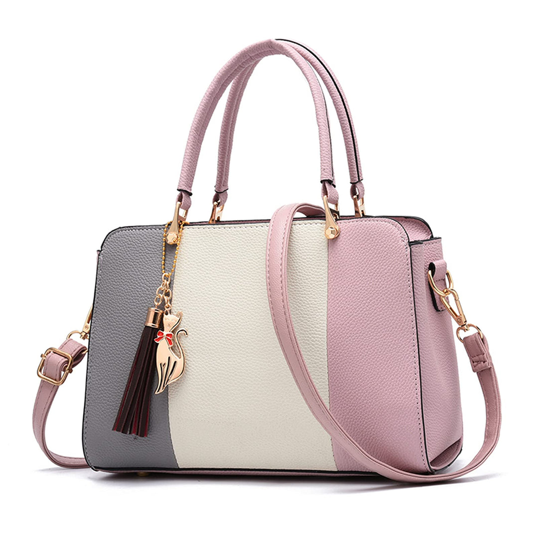 FANDARE Elegante Handtasche mit Anhänger Damen Umhängetaschen Frauen Schultertasche Wasserdicht für