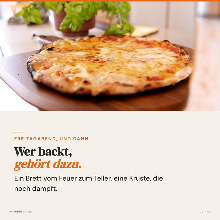 Pizzaschieber aus Akazienholz 35,5 × 48,6 cm – Grosses Pizzabrett & Servierplatte – Handgefertigt, R